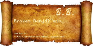 Brokes Benjámin névjegykártya